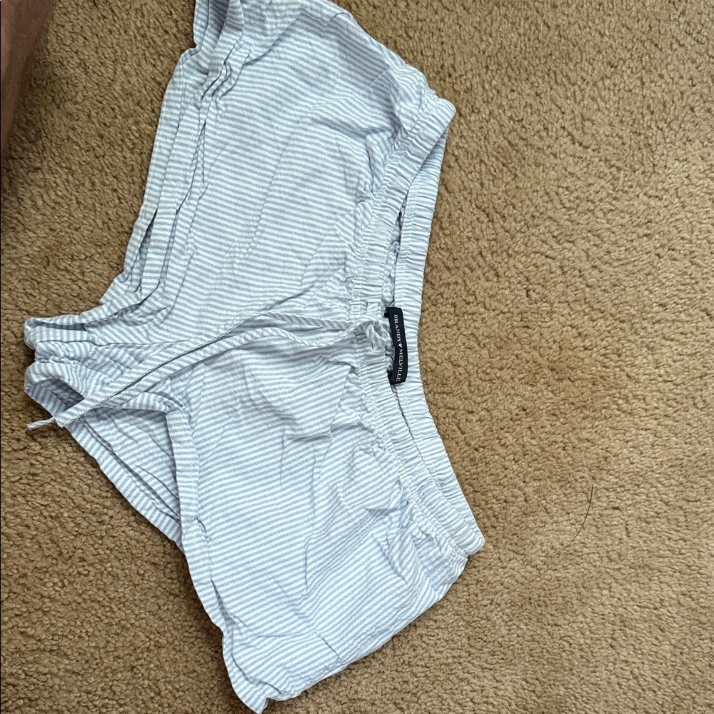 Brandy Melville Light Blue and White Striped Shorts